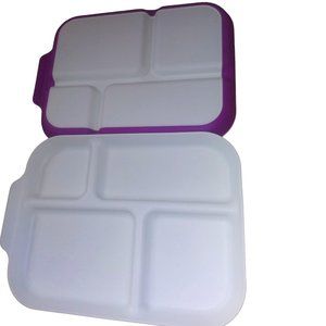 Aladdin Serving Tray Set of 2 White Purple Bottom Cafeteria 4 Compartment Trays